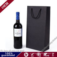 Wholesale Customised Wine Packing Shopping Gift Square Bottoman Luxury Wine Bottle Bottom Bag Kraft Paper Bag with Handle